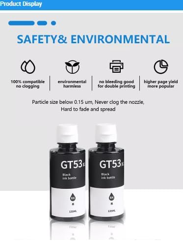 Image of ASV GT53XL & GT51XL Refill Ink Bottle (Black, 135ml Each, Pack of 2) - Compatible with 5810, 5811, 5820, 5821, 310, 315, 316, 319, 415, 416, 419 & Smart Tank 500, 510, 515, 610, 650, 700, 720 Printers