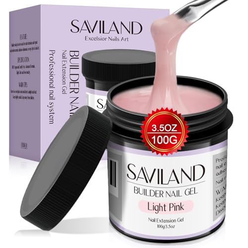 SAVILAND 100 G Builder Gel for Nails - 3.5 oz Light Pink Nail Builder Gel for Nail Extension Nail Art Manicure Starter for Professional Nails Salon Home DIY