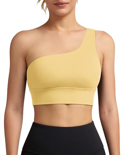 Image of Queenie Ke Womens One Shoulder Sports Bra Left Side Strap Yoga Bras Gym Training Workout Crop Tops