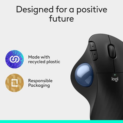 Image of Logitech Ergo M575S Wireless Ergonomic Trackball Mouse, Black /Blue (910-007026)