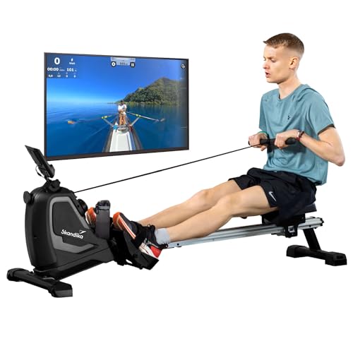 Skandika Roeitoestel, roeiergometer, tablethouder, rower met multifunctionele computer, 8 standen, weerstandsverstelling, onderhoudsarm