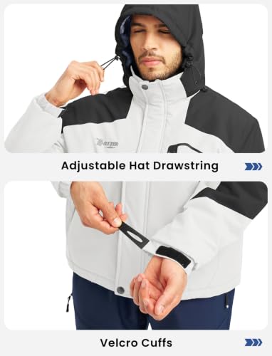 Image of TBMPOY Men's Winter Jackets Skiing Waterproof Snow Thick Fleece Lined Hooded Utility Cold Weather Warm Outdoor Ice Work