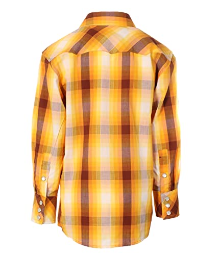 Image of Gioberti Boys Casual Western Plaid Long Sleeve Pearl Snaps Shirt