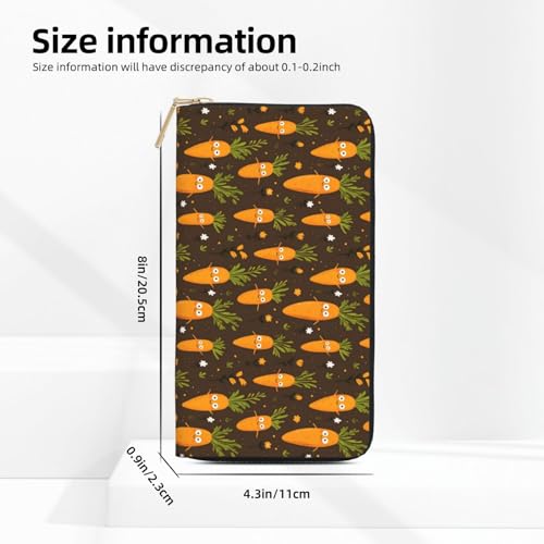 Cartoon Cute Carrot Print Wallet Women Men, Long PU Leather Wallets for Women, Cute Womens Travel Wallet Purse Pouch with Zipper Pocket3
