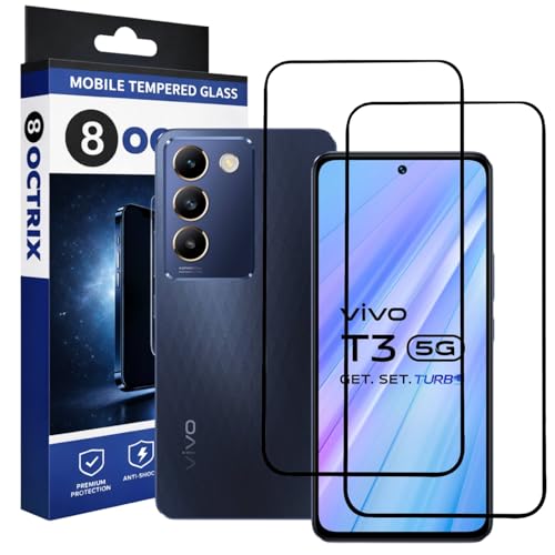 Image of Military-Grade Tempered Glass Screen Protector Compatible for iQOO Z9 5G / Z5 5G / Vivo T3 5G with Edge to Edge Coverage - Case Friendly, Anti-Scratch & Bubble-Free Installation Kit (Pack Of 2)