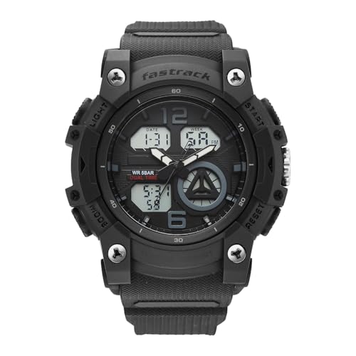 Image of Fastrack StreetStyle 6.0 with Analog Digital Black Dial Black Polyether Strap Watch for Men - 38133PP01W
