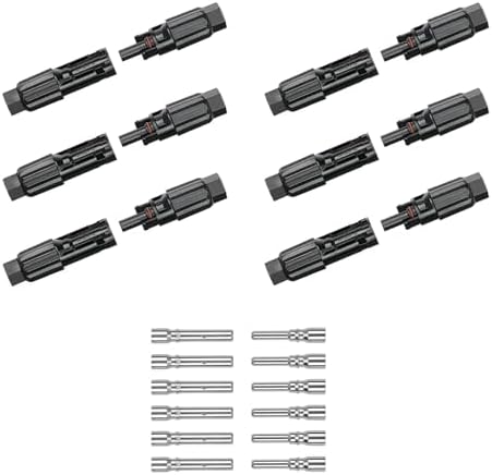 NuEnergy The Original 12PCS Solar Panels Cable Connectors Male/Female IP67 Waterproof -1500V DC 30A MC4 Panel Wire Connector – 6 Pairs Eco Worthy Solar Panel Tool Kit Accessories