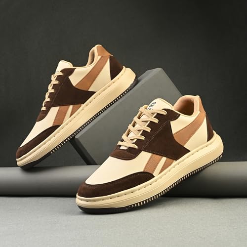 Image of Centrino Colorful Sneakers for Man | Shoes for Men Stylish | Casual Lightweight Lace-Up Canvas Walking Shoes | Cushioned Insole | Breathable Comfortable Anti-Skid | Trendy Colorblock Mens Shoes Daily (9588)