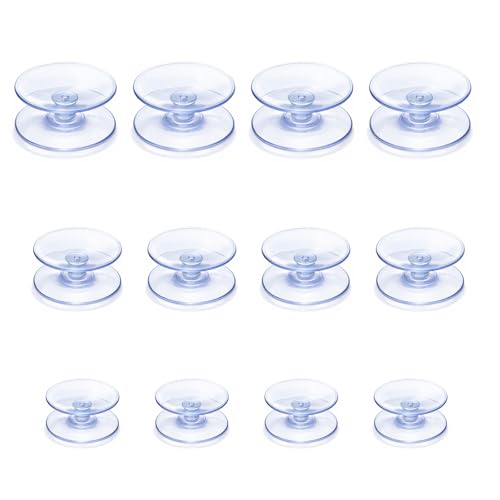 12 Pcs Double Sided Suction Cups, 3 Sizes Suction Cups for Glass Table Mirrors Furniture (30+35+40mm)