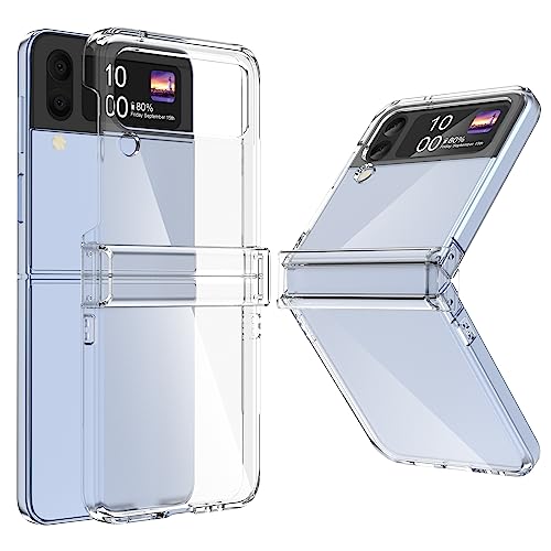 WATACHE for Galaxy Z flip 3 Case with Hinge Protection, Z flip 3 Case Clear Slim Transparent Shockproof Hinge Hard PC flip3 Phone Case Cover, Clear