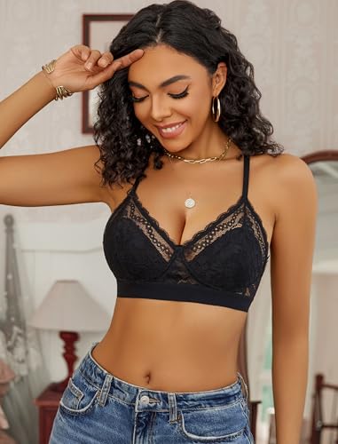 Avidlove Bralettes for Women Lace Racerback Bras Wireless Unlined Bralette Comfy Bra Sexy Lingerie No Padded4