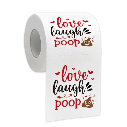 Funny Toilet Papers for Women Men, Birthday Gag Gift for Him Her, Love Theme Bathroom Decorations, Novelty Anniversary Wedding Gag Gift for Couples Boyfriend Girlfriend Husband Wife - Love Laugh Poop