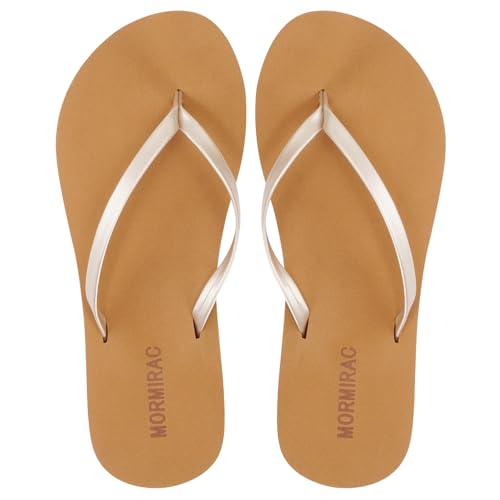 Image of Womens Slim Leather Comfortable Flip Flops Summer Beach Thong Sandals Arch Support Non Slip