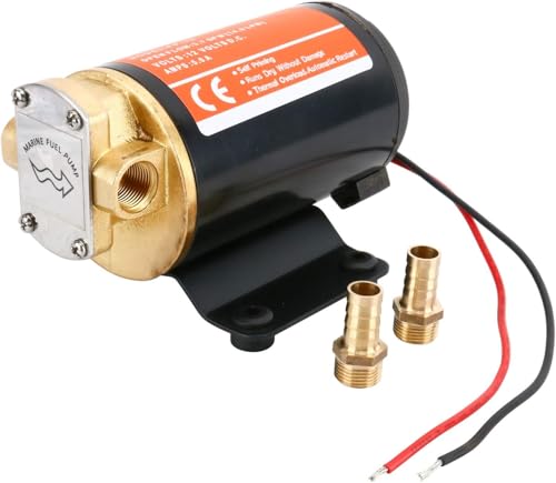 Amarine Made 12v Self Priming Impeller Gear Pump 3.7 GPM/14.0 LPM for Diesel Lubricants Machinery Fuel Scavenge Oil Transfer