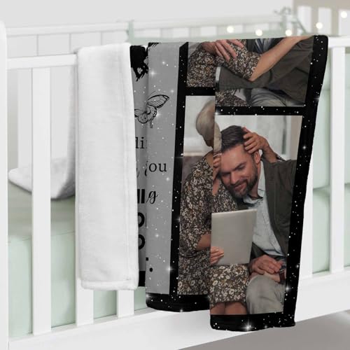 Custom Memorial Blanket with Photos for Loss of Loved One, Hug From Heaven Personalized Sympathy Blanket for Loss of Dad Mom Husband Wife Friend in Memory of Loved One Gifts, Made in USA