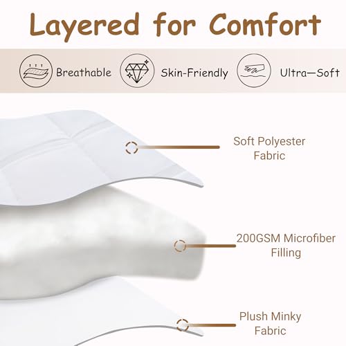 Image of ZPECC Toddler Down Alternative Comforter, 39x47 Hypoallergenic Baby Blanket Quilt, Soft Breathable Lightweight All Season Kids Duvet Insert for Crib Stroller Cot Daycare, White