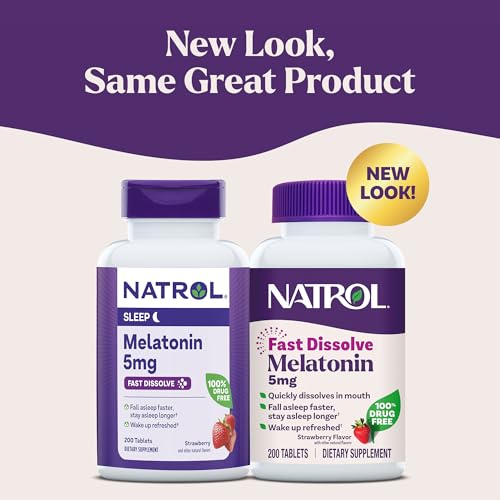 Natrol Melatonin 5mg Fast Dissolve Tablets, Sleep Support Supplements for Adults, Strawberry Flavor, 200 Tablets, Up to 200 Day Supply - Image 3
