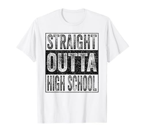 Straight Outta High School Class Of 2025 Graduate Funny Maglietta