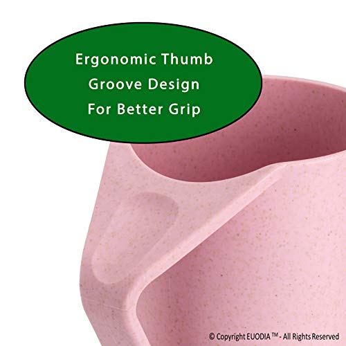 Euodia Wheat Straw Plastic Coffee Cups / Mugs With Handles (Sets For 4) - Dishwasher & Microwave Safe - Unbreakable / Nonbreakable, Lightweight, Eco-Friendly & Bpa Free -Kids,Toddlers,Adults & Elderly #TOP3