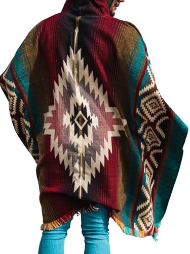 Wool Poncho Men – Handmade Alpaca PONCHO – Mexican Poncho Style - Cowboy Ponchos for Men – Alpaca Ponchos