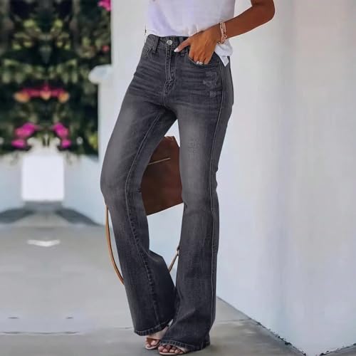 High Waisted Bootcut Jeans for Women Skinny Distressed Ripped Flare Jeans Curvy Denim Bell Bottom Pants with Pockets3