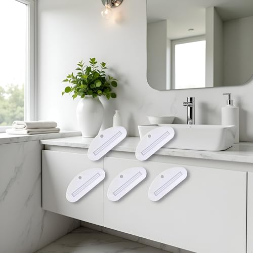 5Pcs White Toothpaste Squeezer,Plastic Toothpaste Tube Squeezer Dispenser,Toothpaste Clips for Saving Toothpaste,Simple and Practical, Kid Friendly,Bathroom Safety, Aids and Accessories,Tube Squeezers