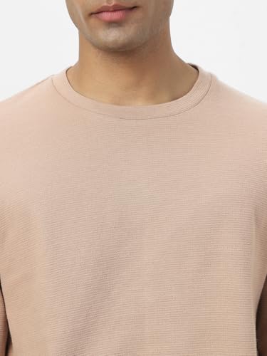 Image of Urbano Fashion Men's Textured Round Neck Oversized Full Sleeve Cotton T-Shirt