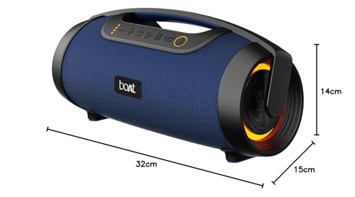 Image of boAt Stone 1450 Portable Wireless Speaker with 40W RMS Signature Sound, RGB LEDs, TWS Feature, Multi-Compatibility Modes, IPX5 Water Resistance, EQ Modes(Blue Thunder)