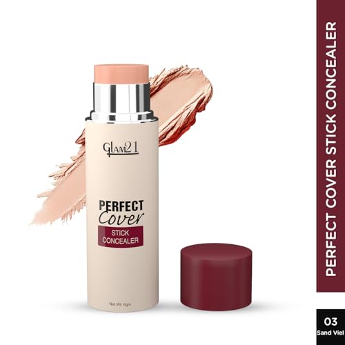 Image of Glam21 Perfect cover stick concealer| Waterproof With Full Coverage |Easily Blendable Concealer | CreamyTexture | Matte Finish | Weightless and breathable Formula | Long Lasting|Sand Viel| 6gm