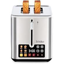 Touch Screen Electric Toaster 2 Slice, Stainless Steel Smart Toaster with Digital Timer, 1.38" Extra-Wide Slots for Bread& Bagel, Great for Home, Office,Dorm