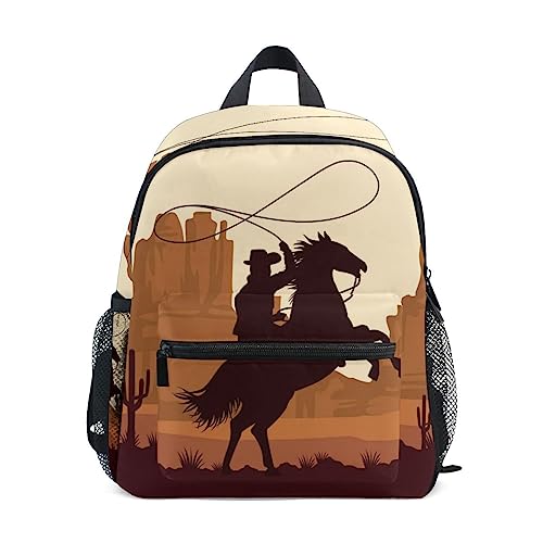 Kid's Backpack Western Cowboy and Horse Toddler Backpack Preschool Bookbag for Boys Girls
