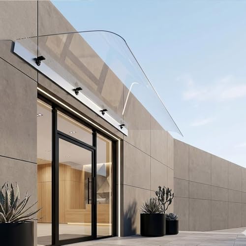 Marquesina Puerta Exterior, Vierteaguas Puerta Exterior, Toldo de Policarbonato Transparente, Marquesina Exteriors Lluvia Resistente a la Intemperie con Protección Solar