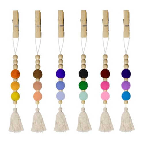 Image of 6 PCS Felt Ball Car Diffuser, Hanging Tassel Diffuser Car Air Freshener Bead Aromatherapy Diffuser, Car Vent Clip Essential Oil Diffuser, Car Interior Decorative Charm (Normal)