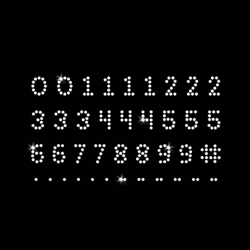 X-Small Numbers Iron On Rhinestone Crystal T-Shirt Transfer by JCS Rhinestones