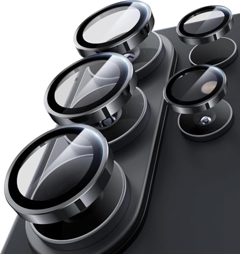 Image of FabeKeee Camera Lens Frame for Samsung Galaxy S26 Ultra Camera Lens Protector with Easy Installation Tray HD Quality Scratch Resistant 9H Tempered Glass with Aluminum Edging Black