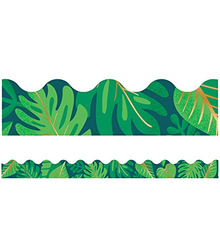 Carson Dellosa – One World Tropical Leaves Scalloped Borders, Classroom Décor, 13 Strips