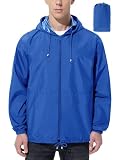 UIQUR Mens Rain Jacket Raincoat Windbreaker Running Waterproof Lightweight Packable with Hood Travel Hiking Cycling Royal Blue XL