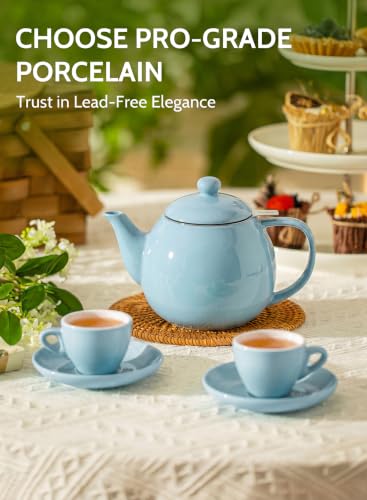 Image of Sweese Porcelain Teapot 27 oz with Infuser for Loose Leaf Tea, Bluish Grey