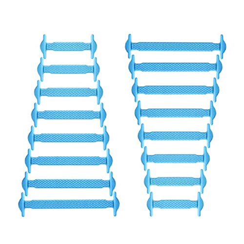 RECKNEY - Cordones elásticos de silicona que no se atan para zapatillas, para niños o adultos - azul celeste