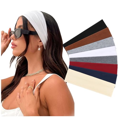 Image of DRESHOW 8 Pack Sports Headbands for Women Non-Slip Stretchy Fashion HairBand Curly Hair Headband Soft Hair Accessories for Daily Wear Workout Yoga Running