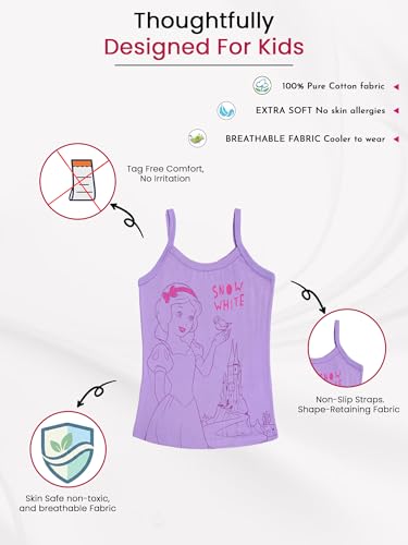 Image of BODYCARE Disney Princess Printed Girls Camisole Pack of 3 | 100% Cotton | Ultra Soft Breathable Innerwear | Skin Friendly, Tagless Comfort | Ideal for School