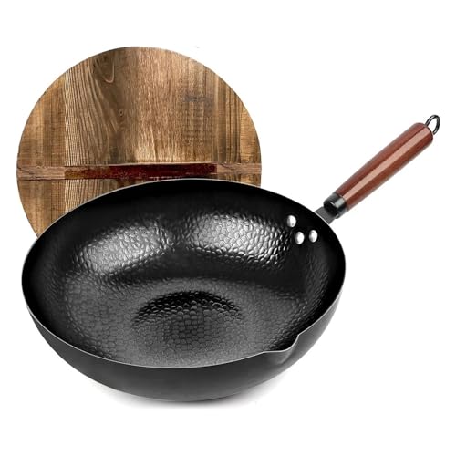 Wok Pan de acero carbono 32 cm sin recubrimiento químico miniatura 1