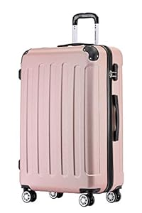 BEIBYE Hartschalen-Koffer Trolley Rollkoffer Reisekoffer Handgepäck 4 Rollen (M-L-XL-Set) (Rosa Gold, XL)