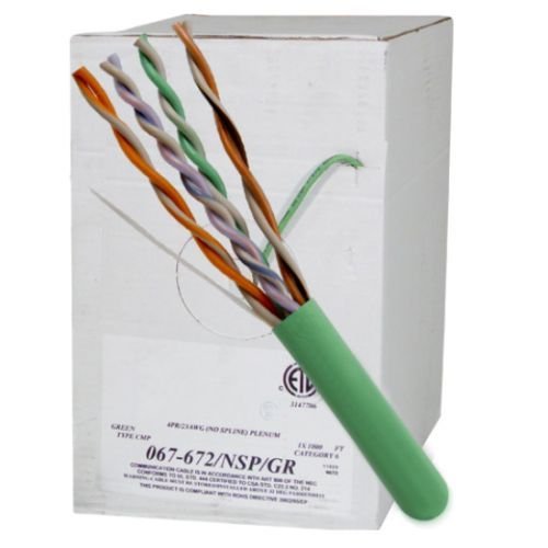 Cat6, Splineless, UTP, 23AWG, 8C Solid Bare Copper, Plenum