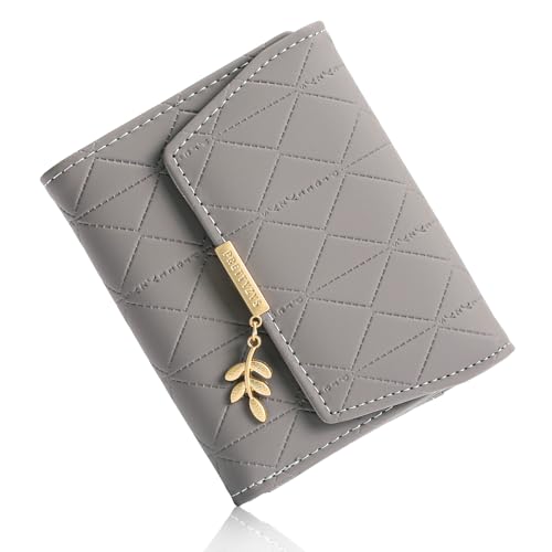 RNIEGA Bifold Wallet Women Leather RFID Blocking Card Holder Compact Wallet Zipper Coin Pocket with ID Window