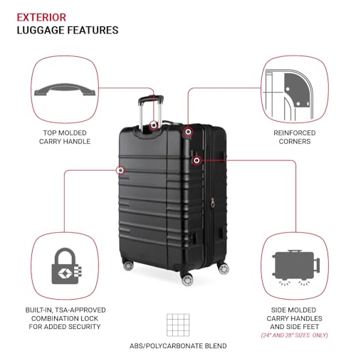 SwissGear Pro Expandable Lightweight Spinner with TSA Lock, Black Sonic, 3-Piece Set3