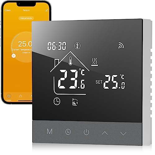 Beok Fussbodenheizung Thermostat Digital, WiFi Wasser Fußbodenheizung Smart Raumthermostat Programmierbarer Heizung thermostate mit LCD Kompatibel mit Tuya, Alexa APP Steuerung 3A TS4G-WIFI-WP