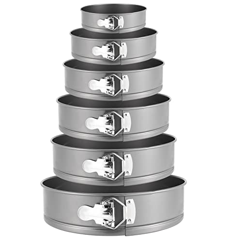 SEUNMUK Set of 6 Cake Tin Set, Round Springform Cake Tins with Removable Bottom and Metal Clasp