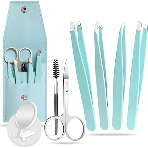 KS LUX Eyebrow Tweezers Set with Mirror Cover