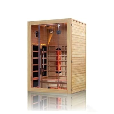 TaTalife Far-Infrared Home Sauna,1 -2 Person Canadian Hemlock Indoor Sauna, 10 Min Warm-up, LED Reading Lamp, LCD Display-Control, Bluetooth Speakers with 8mm Tempered Glass Door (47.24*41.33*74.80IN)